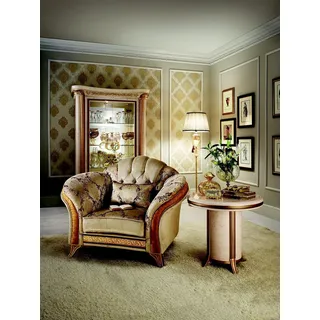 Beistelltisch Tisch Rundtisch Couchtisch royal Designer Möbel Barock Rokoko - Beige