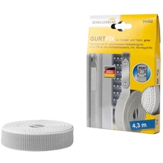 Schellenberg 34302 Rolladengurt Reparaturset Gurtfix MAXI 23 mm x 4,3 m, Gurtband reparieren, grau