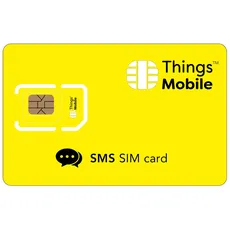 SIM-Karte für SMS - Things Mobile - mit weltweiter Netzabdeckung und Mehrfachanbieternetz GSM/2G/3G/4G. Ohne Fixkosten und ohne Verfallsdatum. 10 € Guthaben inklusive
