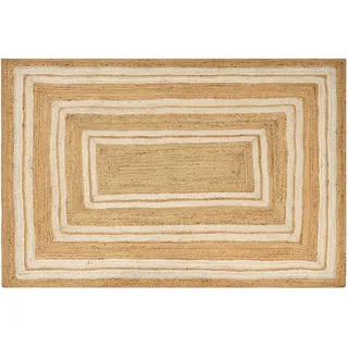 BELIANI Teppich Beige Jute Rechteckig 200x300 cm Kurzflor mit Geometrischem Muster Handgewebt Geflochten Boho für Fußbodenheizung Wohnzimmer Esszimmer - Beige