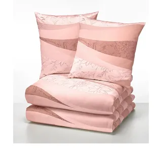 Bettwäsche BIBERNA Gr. 2, rosa (rosé), B/L: 155cm x 200cm, Feinbiber, B/L: 80cm x 80cm, 2 Stk., Feinbiber, 100% Baumwolle, Bettwäsche, Bettwäsche