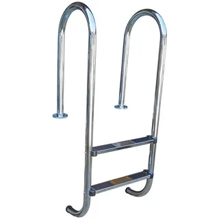 Edelstahl Poolleiter 2-stufig – Enger Holm | Für 80–110 cm Pooltiefe