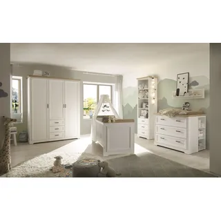 Babyzimmer-Komplettset BEGABINO "Jasmin", anderson pine, ohne Matratze, B/H: 70cm x 140cm, Dekorfolie, Holzwerkstoff, Schlafzimmermöbel-Sets, Babyzimmer-Komplettset, bestehend aus Kleiderschrank, Babybett, Wickelkommode