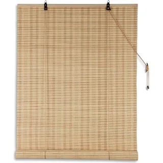 Julido Bambusrollo Jalousie Sichtschutz Raffrollo Holz Schnurzug Typ3 120x220 cm - Beige