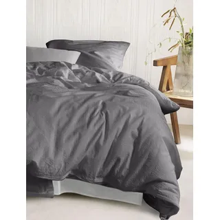 Bettwäsche IRISETTE "Oslo 8787", grafit, B/L: 135cm x 200cm, 1 Stk., 1 Stk., Seersucker, B/L: 80cm x 80cm, 2, Seersucker, Obermaterial: 100% Baumwolle, Bettwäsche, Bettwäsche, super soft, kühlend und atmungsaktiv, pflegeleicht und bügelfrei