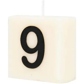 PD-Party 7040009 Geburtstag dekorative Wachs Nummer Kerze | Wax Candle - 9, Cremefarben/Schwarz, 4cm Länge x 4cm Breite x 2cm Höhe