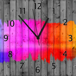 Wallario Design Wanduhr Holzpaneel - Bemaltes buntes Holz aus Echtglas, Größe 30 x 30 cm - Rosa