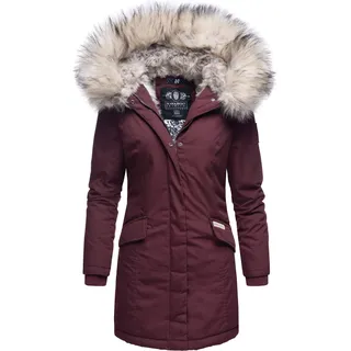 Navahoo Premium Damen Winterjacke Parka Mantel Jacke Kunstfell Gefüttert Kapuze Cristal Wine Gr. 36 - S - bordeaux