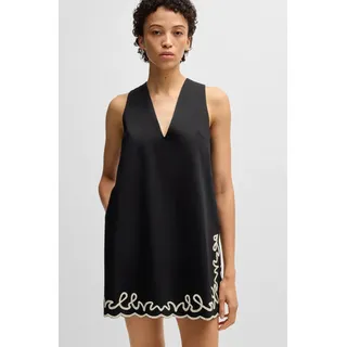 Blusenkleid BOSS ORANGE "Dembrolai Premium Damenmode", Damen, Gr. 38, N-Gr, schwarz (schwarz 001), Web, Obermaterial: 100% Baumwolle, unifarben, regular fit, Kleider Blusenkleid, mit Stickerei