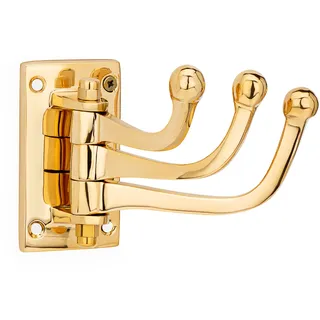 NKlaus 3-facher Kleiderhacken schwenkbar Messing massiv gold Maritim Garderobenhaken 11614