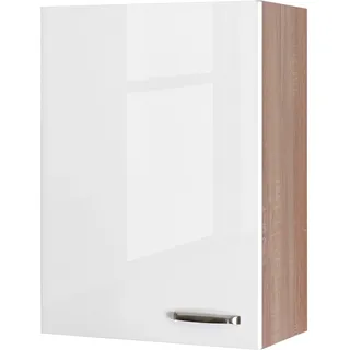 Flex-Well Exclusiv Oberschrank Valero 60 cm x 89 cm Hochglanz Weiß-Sonoma Eiche