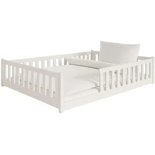 Kids Collective Jugendbett Bodenbett 140 x 200 cm Kiefer massiv beige/weiß