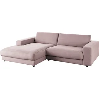 KAWOLA Sofa MADELINE Ecksofa Cord rosa Longchair links - Rosa