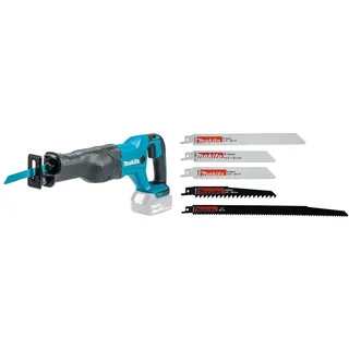 Makita Akku-Reciprosäge 18 V, ohne Akku, ohne Ladegerät) DJR186ZK + Makita P-83945 Reciprosägeblatt-Set