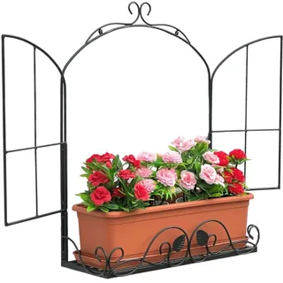 DanDiBo Dandibo Wandblumenhalter Fenster Schwarz Metall Wand Blumenständer Blumenregal Wandregal Regal , 52x62x18 cm , Wohnzimmer, Wohnzimmertische, Blumenständer
