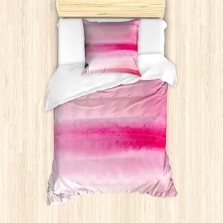 ABAKUHAUS Pfirsich Mantele, Pinselstriche, Milbensicher Allergiker geeignet mit Kissenbezügen, 135 cm x 200 cm - 80 x 80 cm, Rosa-Pink - Rosa