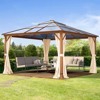 TOOLPORT Gartenpavillon 4 x 4 m inkl. 4 Seitenteile Beige