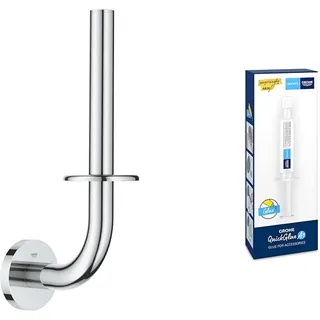 GROHE Start - Reservepapierhalter (Material: Metall, wandmonatge, verdeckte Befestigung), Chrom, 41186000 + Kleber für Badaccessoires