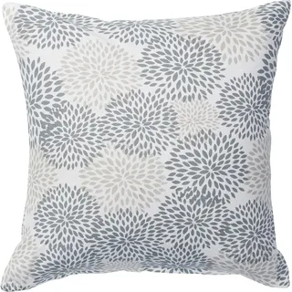 Gefülltes Kissen 40 cm x 40 cm Blumen Weiß-Grau