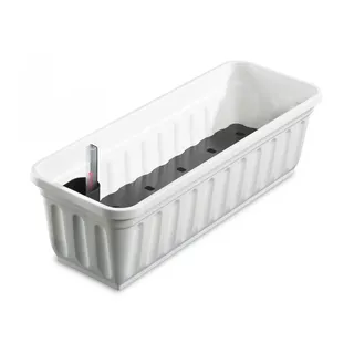 Alpfa Blumenkasten mit Wasserspeicher Balkonkasten 60cm - 100cm 80 cm weiß