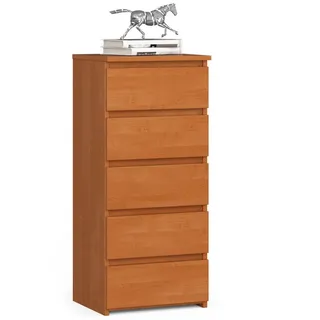 home collective Kommode mit 5 Schubladen Kommode Schlafzimmer Flur Wohnzimmer Organizer Kommode mit Schubladen 40 cm breit 92 cm hoch | Erle Highboard Sideboard Mehrzweckschrank Schrank schmal