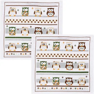 Kracht Frottier-Geschirrtuch 2er-Pack Baumwolle Eulen Größe 50x50 cm