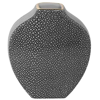 Fink Tischvase »MINTA, Höhe ca. 17,5 cm, Dekovase aus Porzellan, mit goldfarbenem Rand« eckige schmale Öffnung, für einzelne Blumenstiele, grau