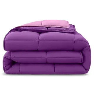 wometo 4-Jahreszeiten Steppbett Wende-Design ca. 135x200 cm (2 Bettdecken, 3-in-1) – lila & pink – warme Winterdecke + leichte Sommerdecke I farbig und ohne extra Bezug verwendbar I Oeko-TEX geprüft