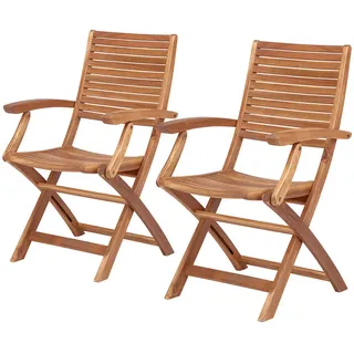 Butlers Gartenstuhl (2er Set) Somerset , Braun , Holz , 63x90x56 cm , Gartenmöbel, Gartensessel, Gartenstühle