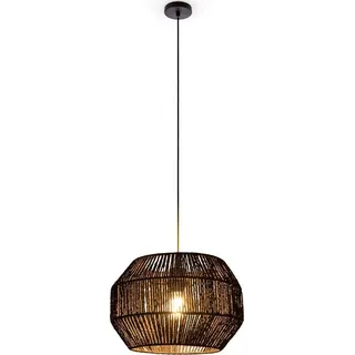 Paco Home Pendelleuchte Esstisch Papier Boho Hängelampe Esszimmer Lampe E27 Rattan Optik Lampenschirm Modern, schwarz