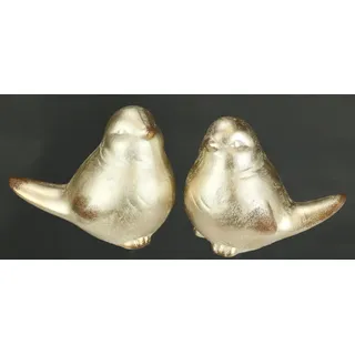 Flair Flower Tierfigur Vogel aus Keramik 2er Set 12x14x9cm Gold Ornament Statue Skulptur Dekovogel Vogelfigur Vogelstatue Keramikvogel Herbstdeko Weihnachtsdeko Adventskranz Zubehör Kranz-Deko Winterdeko Tischdeko
