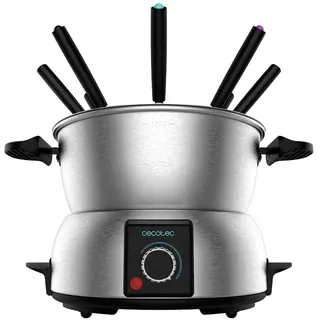 Cecotec elektisches FunGourmee Fondue aus rostfreiem Stahl für 8 Personen, einstellbare Temperatur, 1000 W, mit 8 Spießern, für Käse, Schokolade und Öl