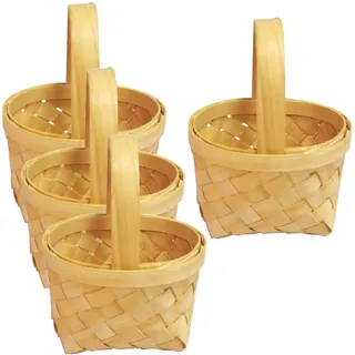 Dtoterul Kleiner Weidenkorb mit Henkel 4 Stück Blumenkorb Streukorb Blumenkorb Rattankorb Blumenkorb Hochzeit Präsentkorb Hochzeit Süßigkeiten Snack Rattan Korb Dekokorb für Hochzeitszeremonie