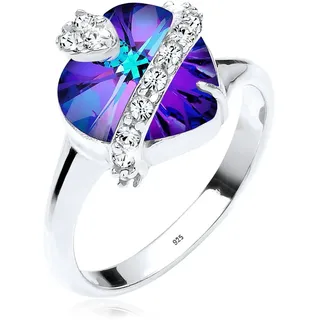 Elli Ring Damen Herz Kristalle in 925 Sterling Silber