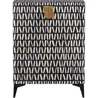 Woood Highboard 81 x 108 x 43 cm Schwarz / Weiß