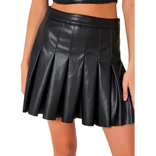 Noisy May Kurzer Rock - NMPAULO HW PLEATED PU MINI SKIRT NOOS - XS bis L - für Damen - Größe XS - schwarz - XS