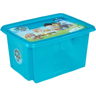KEEEPER Paw Patrol Aufbewahrungsbox mit Deckel, Dreh- und stapelbar, Für Kinder, 15 l, Karolina, Fresh Blue Transparent