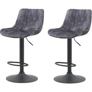 Hela Barhocker Sabine, Velvet Anthrazit, Polster-Lehne, 360° drehbar, höhenverstellbar mit Gasdruckfeder,Vintage-Optik