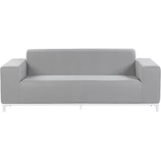BELIANI Gartensofa Hellgrau Stoffbezug 3-Sitzer mit Weißem Metallgestell Modern Möbel Outdoor Indoor Garten Terrasse Ausstattung Sitzmöbel - Grau, Weiß