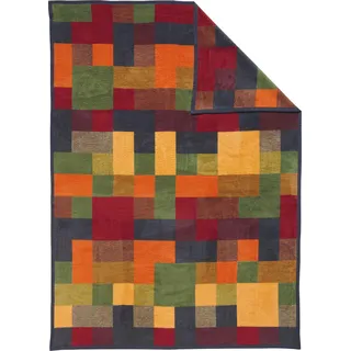 Erwin Müller Wohndecke Palermo, Kuscheldecke - grün Größe 150x200 cm - kuschelig - mit Verloursband-Einfassung - Wolldecke - Plaid - atmungsaktiv