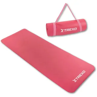 Trexo NBR Übungsmatte in Rosa 183 x 61 cm Material von außergewöhnlicher Haltbarkeit und Flexibilität 15 mm Dicke mit rutschfester Textur Komplett mit Trageriemen Ideal für das Fitnesstraining