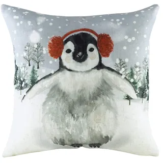 Evans Lichfield Pinguin mit Ohrenschützern, Federfüllung, Mehrfarbig, 43 x 43 cm