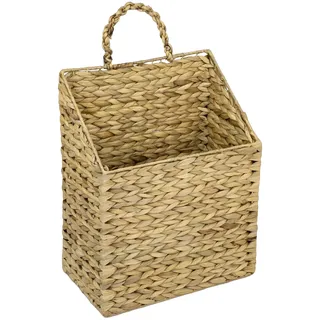 HMF Hängekorb geflochten aus Wasserhyazinthe, Zeitungskorb zum Aufhängen | 30 x 17,5 x 38 cm