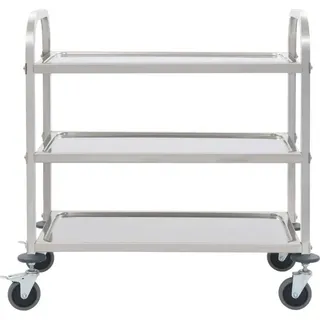 vidaXL 3-Stufiger Servierwagen 96,5 x 55 x 90 cm Edelstahl - Silber