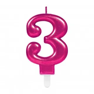 Amscan Zahlenkerze 3 9,3 cm rosa