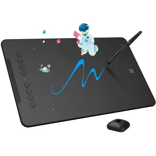 XP-Pen DECO01V2 Grafik-Tablet, Zeichnen, 10 x 6 Zoll, passiver Eingabestift, 8192 Stufen, Neigung und 8 Shortcuts, kompatibel mit Windows/Mac OS/ChromeBook/Android
