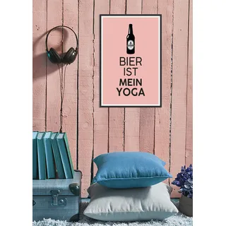 Metallbild QUEENCE "Bier Yoga", schwarz (farbe bild(er): schwarz), B:20cm H:30cm, Metall, Stahl, Bilder, Metallbild, Stahlschilder