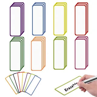 Magnetstreifen Beschreibbar, 80 x 30 mm Abwischbare Magnete Magnetschilder zum Beschriften, 30 Stück Wiederverwendbar Farbige Magnetetiketten für Whiteboard, Magnettafel, Kühlschrank