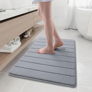 Homaxy Memory Foam Badezimmer, Badezimmerteppich, 60 x 90 cm, Grau