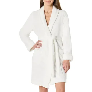 Amazon Essentials Damen Mittellanger Bademantel Plüsch (Erhältlich in Übergröße), Weiß, M